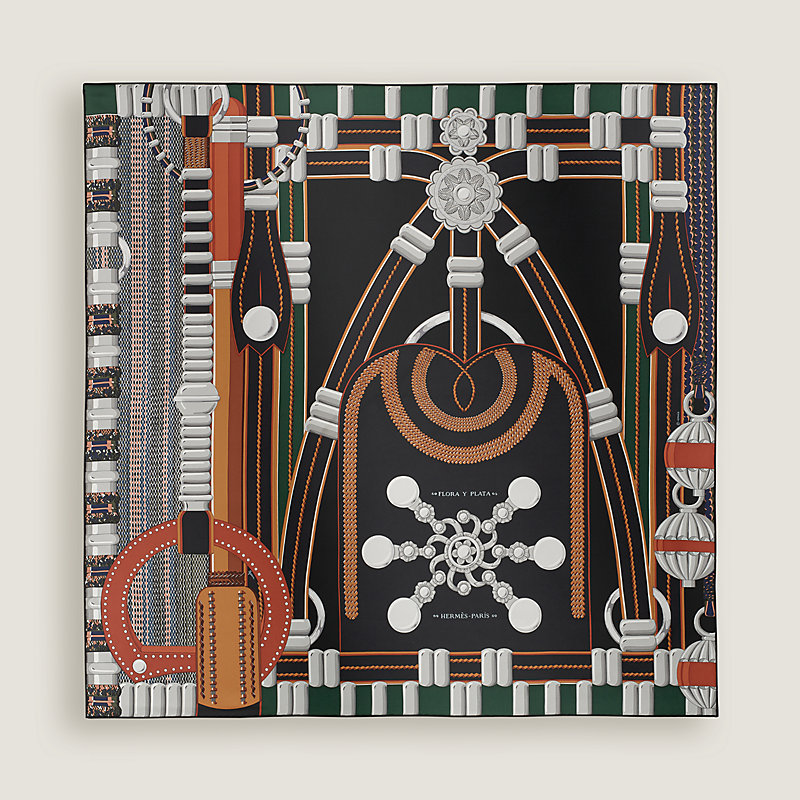 Flora y Plata scarf 90 - Brown | Hermès Finland